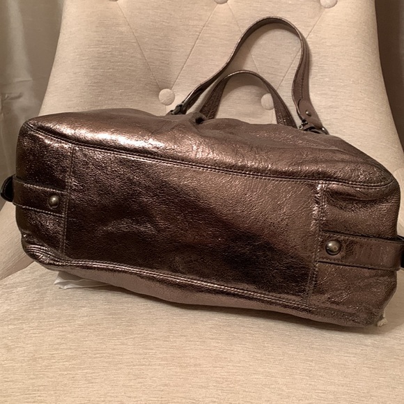 Coach Maggie Leather Metallic Hobo Shoulder Bag Gunmetal Grey 15259 - Picture 5 of 12